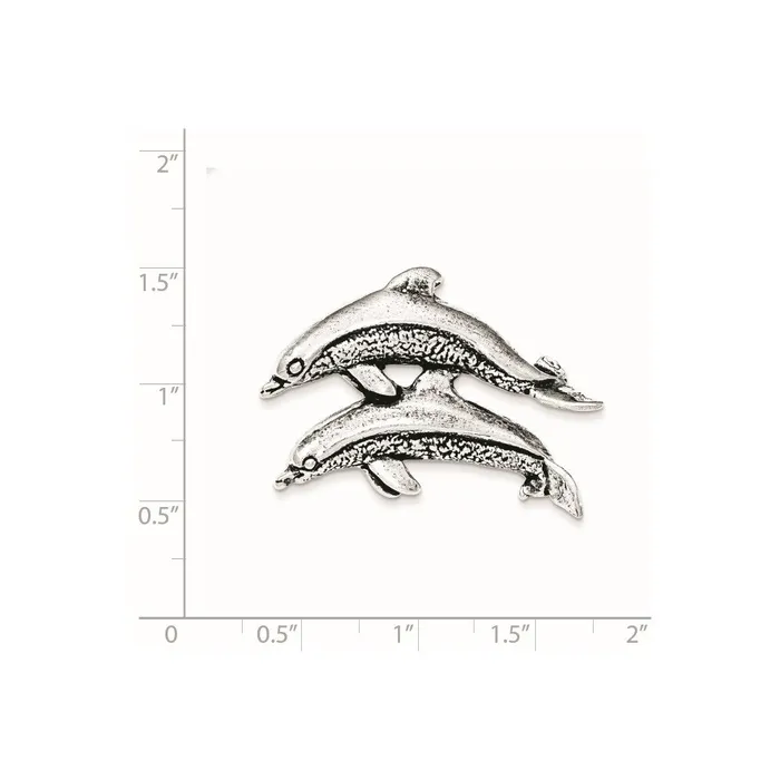 Sterling Silver Antiqued Textured Dolphins Chain Slide Pendant TreasureFineJewelers Necklaces