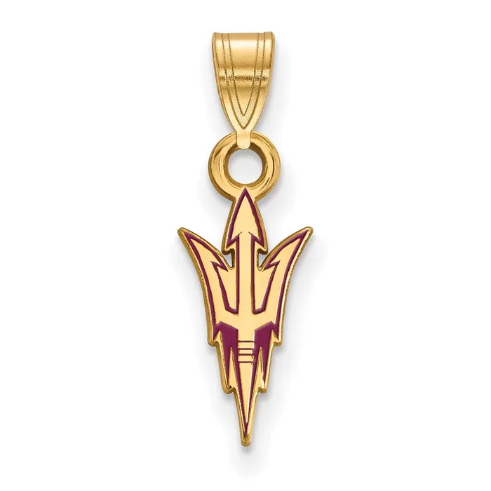 Sterling Silver Goldplated Arizona State University Pitchfork Small Enameled Pendant TreasureFineJewelers Necklaces Sterling Silver Goldplated Arizona State University Pitchfork Small Enameled Pendant TreasureFineJewelers Necklaces