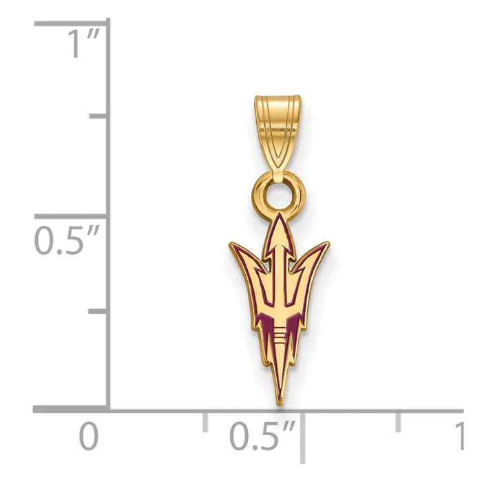 Sterling Silver Goldplated Arizona State University Pitchfork Small Enameled Pendant TreasureFineJewelers Necklaces