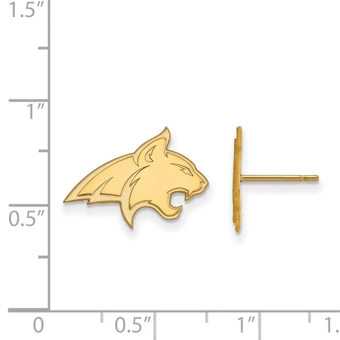 Sterling Silver Goldplated Montana State University Bobcat Small Post Earrings TreasureFineJewelers Earrings