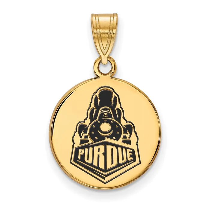 Sterling Silver Goldplated Purdue University Boilermakers Train Logo Medium Enameled Disc Pendant TreasureFineJewelers Necklaces Sterling Silver Goldplated Purdue University Boilermakers Train Logo Medium Enameled Disc Pendant TreasureFineJewelers Necklaces
