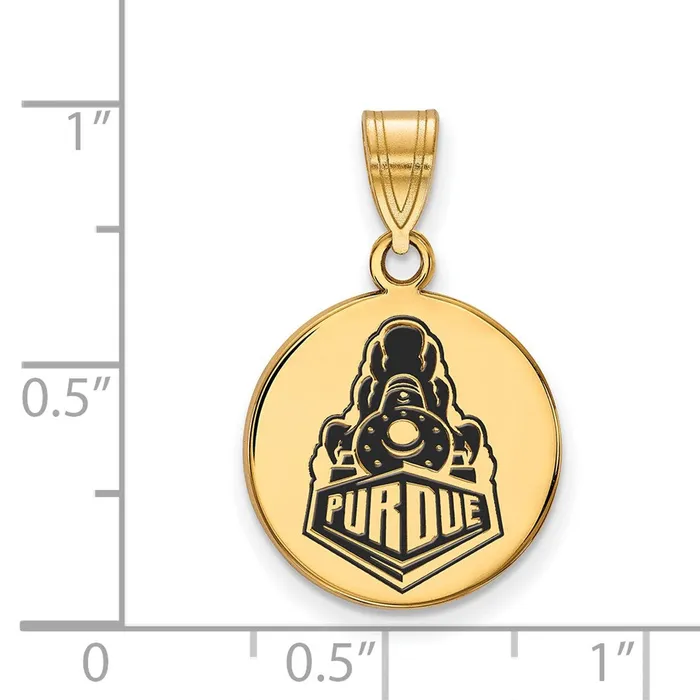 Sterling Silver Goldplated Purdue University Boilermakers Train Logo Medium Enameled Disc Pendant TreasureFineJewelers Necklaces