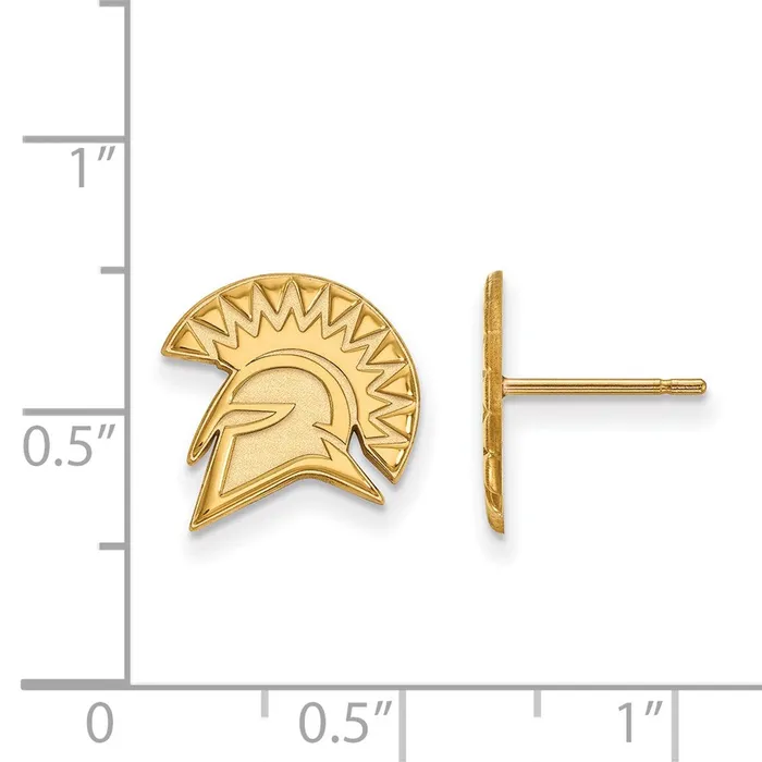 Sterling Silver Goldplated San Jose State University Spartan Small Post Earrings TreasureFineJewelers Earrings