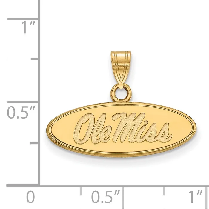 Sterling Silver Goldplated University of Mississippi Ole Miss Small Oval Pendant TreasureFineJewelers Necklaces