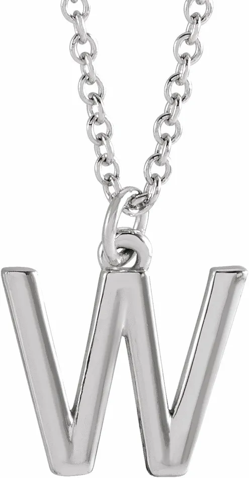 Sterling Silver Initial W Dangle 18 Necklace TreasureFineJewelers Necklaces Sterling Silver Initial W Dangle 18 Necklace TreasureFineJewelers Necklaces