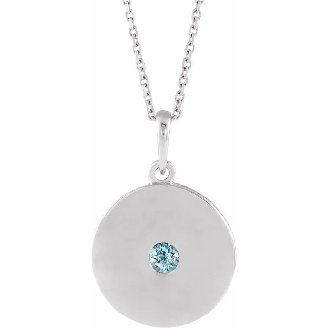 Sterling Silver Natural Sky Blue Topaz Disc 1618 Necklace TreasureFineJewelers Necklaces Sterling Silver Natural Sky Blue Topaz Disc 1618 Necklace TreasureFineJewelers Necklaces