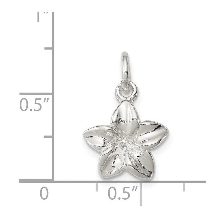 Sterling Silver Polished Plumeria Flower Pendant TreasureFineJewelers Necklaces