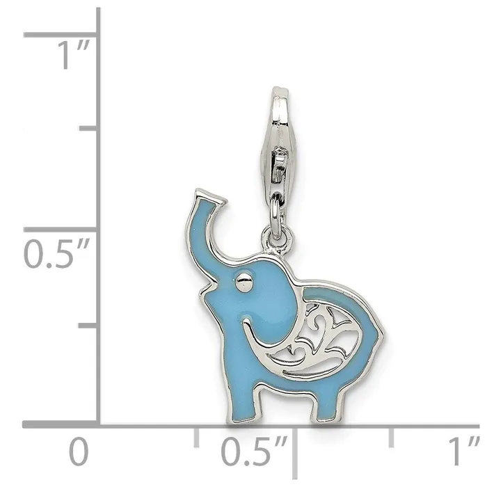 Sterling Silver Rhodiumplated Blue Enameled Elephant Charm TreasureFineJewelers Rings