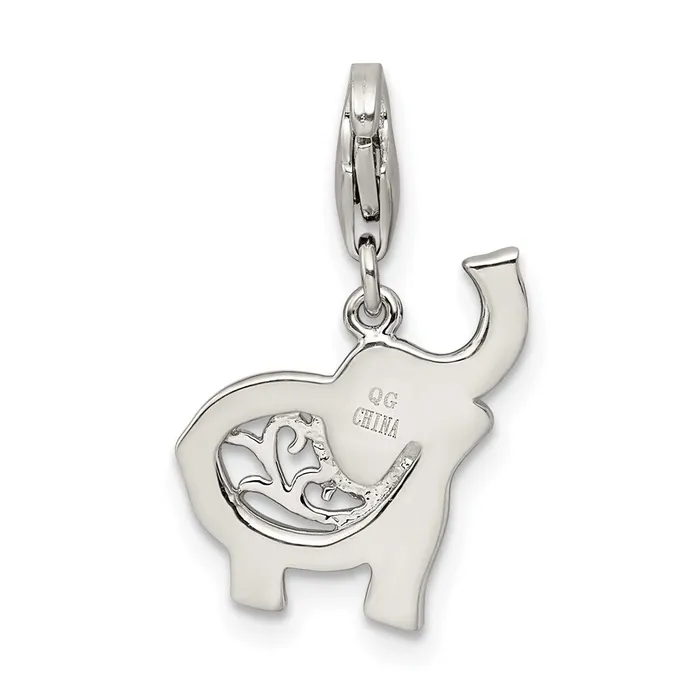 Sterling Silver Rhodiumplated Blue Enameled Elephant Charm TreasureFineJewelers Rings