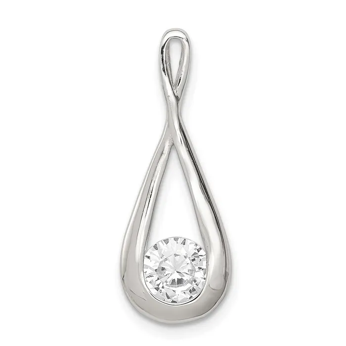 Sterling Silver Rhodiumplated CZ Tear Drop Pendant TreasureFineJewelers Necklaces Sterling Silver Rhodiumplated CZ Tear Drop Pendant TreasureFineJewelers Necklaces