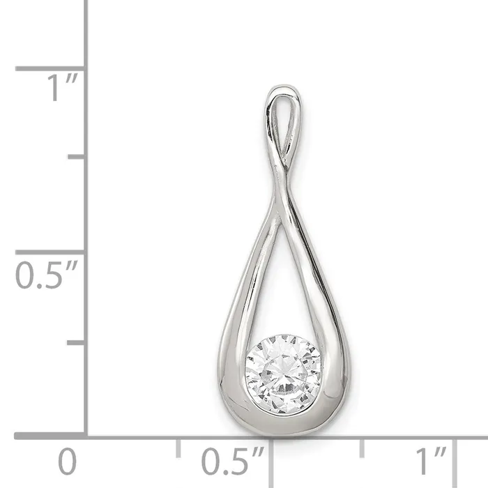 Sterling Silver Rhodiumplated CZ Tear Drop Pendant TreasureFineJewelers Necklaces