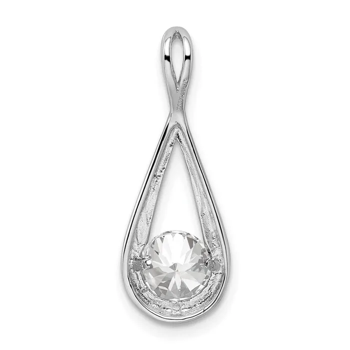 Sterling Silver Rhodiumplated CZ Tear Drop Pendant TreasureFineJewelers Necklaces