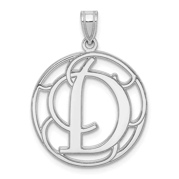 Sterling Silver Rhodiumplated Fancy Script Letter D Initial Pendant TreasureFineJewelers Necklaces