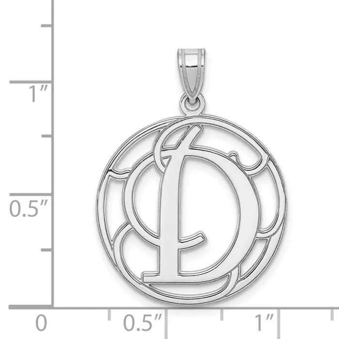 Sterling Silver Rhodiumplated Fancy Script Letter D Initial Pendant TreasureFineJewelers Necklaces