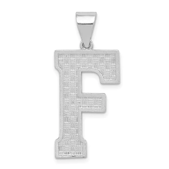 Sterling Silver Rhodiumplated Letter F Initial Pendant TreasureFineJewelers Necklaces Sterling Silver Rhodiumplated Letter F Initial Pendant TreasureFineJewelers Necklaces