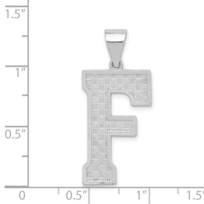 Sterling Silver Rhodiumplated Letter F Initial Pendant TreasureFineJewelers Necklaces