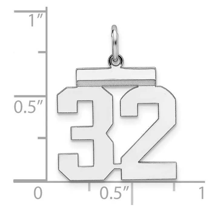 SterlingSilver Rhodiumplated Polished Number 32 Charm TreasureFineJewelers Rings