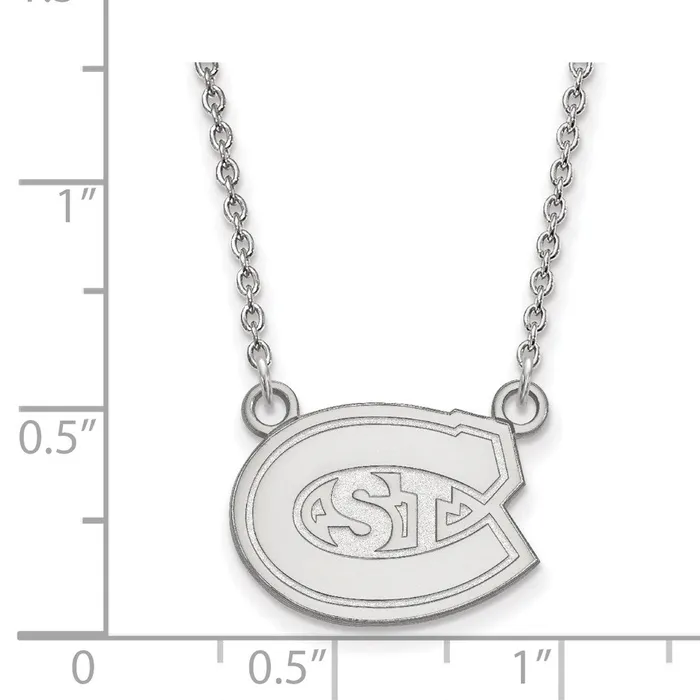 Sterling Silver Rhodiumplated St Cloud State University Small Pendant 18 inch Necklace TreasureFineJewelers Necklaces