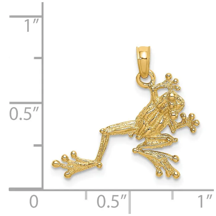 TreasureFineJewelers 14K 2D Textured Frog Charm Charm Necklaces