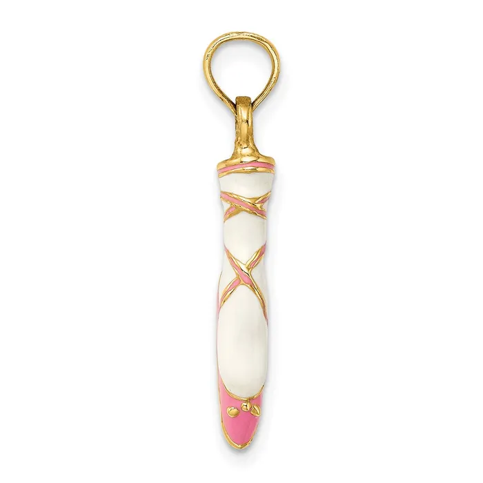 TreasureFineJewelers 14K 3D Enamel Ballet Shoe Charm Charm Necklaces