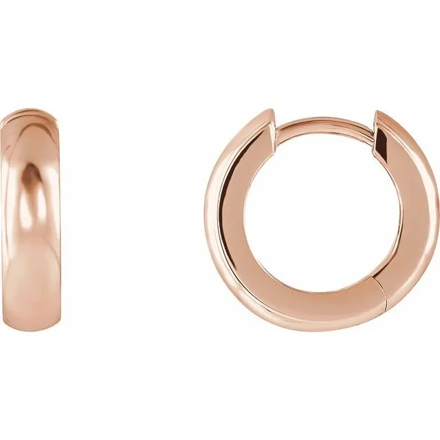 TreasureFineJewelers 14K Rose Gold 1425 mm Hinged Hoop Earrings Earrings