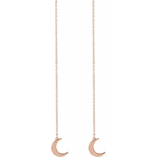 TreasureFineJewelers 14K Rose Gold Crescent Chain Earrings Earrings