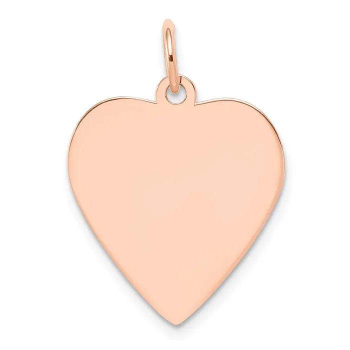 TreasureFineJewelers 14k Rose Gold Plain 018 Gauge Engraveable Heart Disc Charm Charm Necklaces TreasureFineJewelers 14k Rose Gold Plain 018 Gauge Engraveable Heart Disc Charm Charm Necklaces