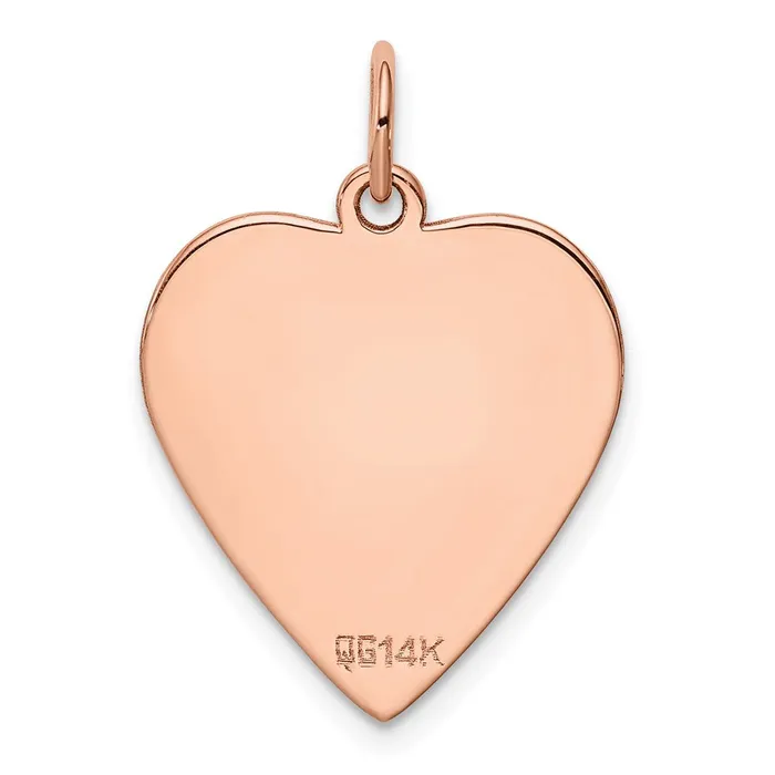 TreasureFineJewelers 14k Rose Gold Plain 018 Gauge Engraveable Heart Disc Charm Charm Necklaces