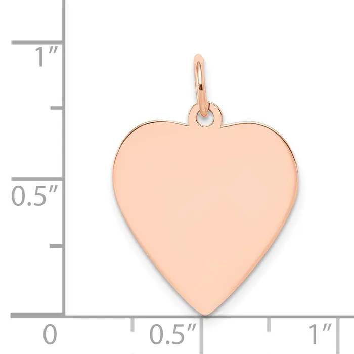 TreasureFineJewelers 14k Rose Gold Plain 018 Gauge Engraveable Heart Disc Charm Charm Necklaces