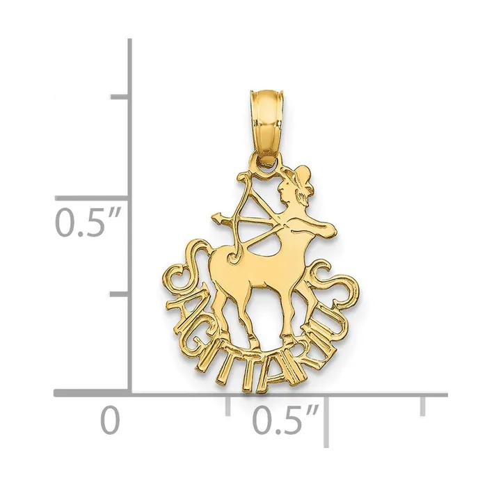 TreasureFineJewelers 14K SAGITTARIUS Charm Charm Necklaces