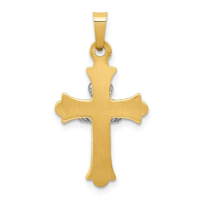 TreasureFineJewelers 14k Twotone Claddagh Cross Pendant Rings
