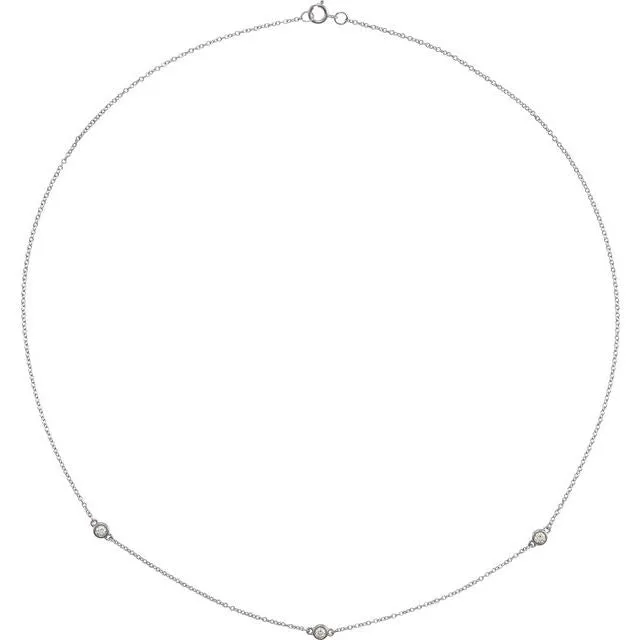 TreasureFineJewelers 14K White Gold 15 CTW LabGrown Diamond 3Station 18 Necklace Necklaces TreasureFineJewelers 14K White Gold 15 CTW LabGrown Diamond 3Station 18 Necklace Necklaces
