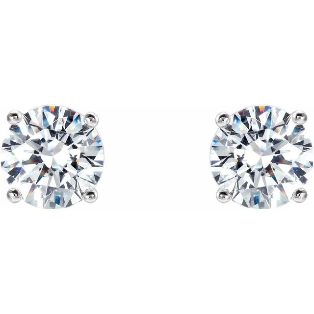 TreasureFineJewelers 14K White Gold 2 CTW LabGrown Diamond 4Prong Stud Earrings Earrings