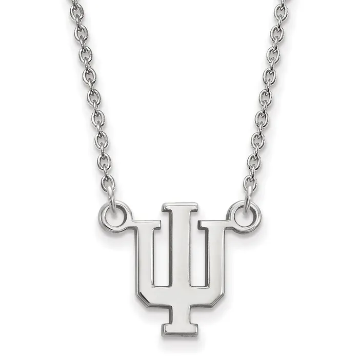 TreasureFineJewelers 14K White Gold Indiana University Small Pendant with Necklace Necklaces TreasureFineJewelers 14K White Gold Indiana University Small Pendant with Necklace Necklaces