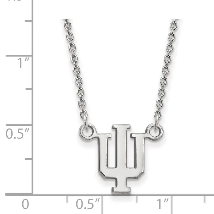 TreasureFineJewelers 14K White Gold Indiana University Small Pendant with Necklace Necklaces