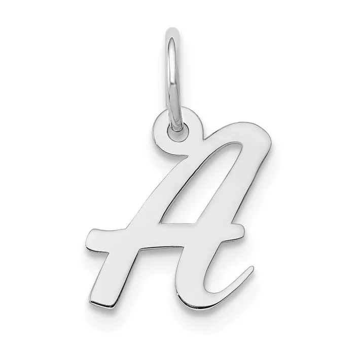 TreasureFineJewelers 14k White Gold Small Script Letter A Initial Charm Charm Necklaces TreasureFineJewelers 14k White Gold Small Script Letter A Initial Charm Charm Necklaces