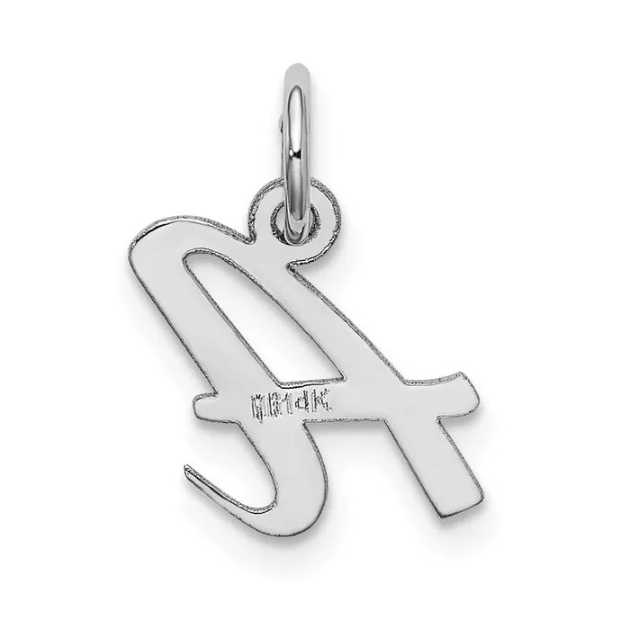 TreasureFineJewelers 14k White Gold Small Script Letter A Initial Charm Charm Necklaces