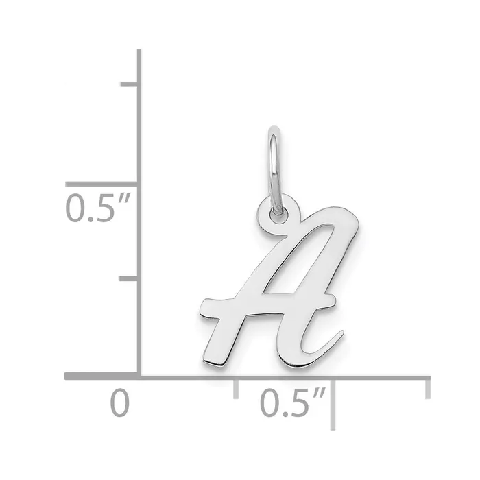 TreasureFineJewelers 14k White Gold Small Script Letter A Initial Charm Charm Necklaces
