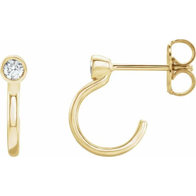 TreasureFineJewelers 14K Yellow 06 CTW Diamond BezelSet Hoop Earrings Earrings TreasureFineJewelers 14K Yellow 06 CTW Diamond BezelSet Hoop Earrings Earrings