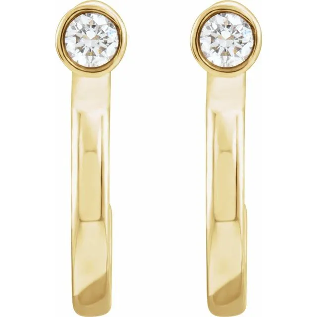 TreasureFineJewelers 14K Yellow 06 CTW Diamond BezelSet Hoop Earrings Earrings
