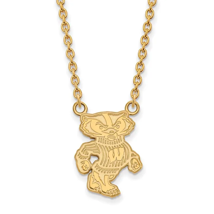 TreasureFineJewelers 14K Yellow Gold University of Wisconsin Large Pendant with Necklace Necklaces TreasureFineJewelers 14K Yellow Gold University of Wisconsin Large Pendant with Necklace Necklaces