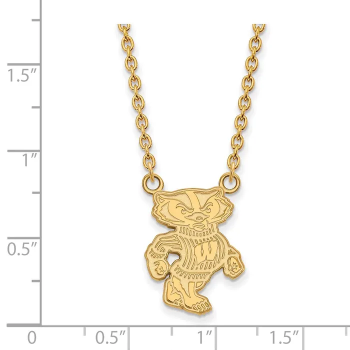 TreasureFineJewelers 14K Yellow Gold University of Wisconsin Large Pendant with Necklace Necklaces