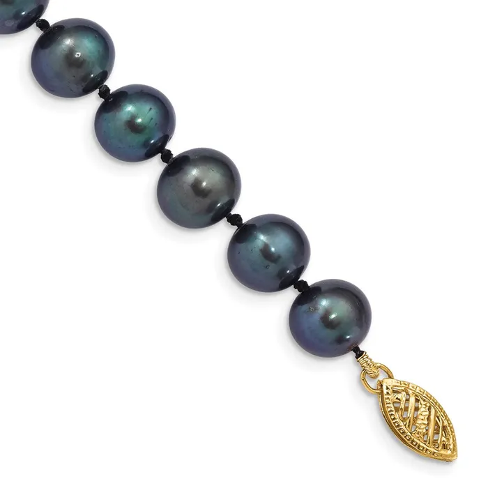 TreasureFineJewelers Bracelets 14k 89mm Black Near Round Freshwater Cultured Pearl Bracelet TreasureFineJewelers Bracelets 14k 89mm Black Near Round Freshwater Cultured Pearl Bracelet
