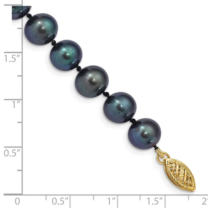 TreasureFineJewelers Bracelets 14k 89mm Black Near Round Freshwater Cultured Pearl Bracelet