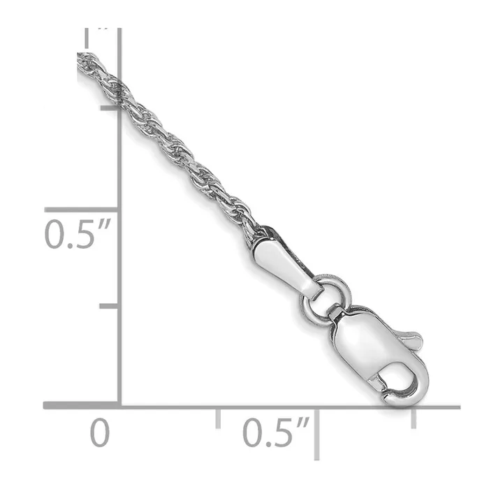TreasureFineJewelers Bracelets 14k White Gold 13mm Diamondcut Machine Made Rope with Lobster Clasp Chain Bracelet