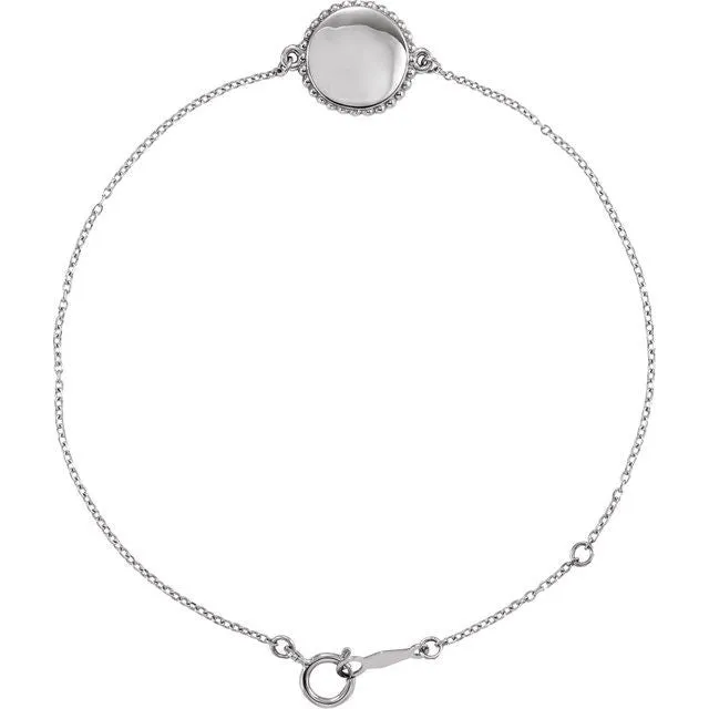 TreasureFineJewelers Bracelets 14K White Gold Beaded 6575 Bracelet