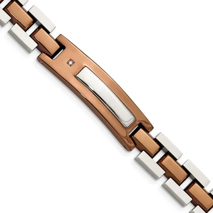 TreasureFineJewelers Bracelets Chisel Stainless Steel Polished Brown IPplated with 01 carat Diamond 85 inch Bracelet TreasureFineJewelers Bracelets Chisel Stainless Steel Polished Brown IPplated with 01 carat Diamond 85 inch Bracelet
