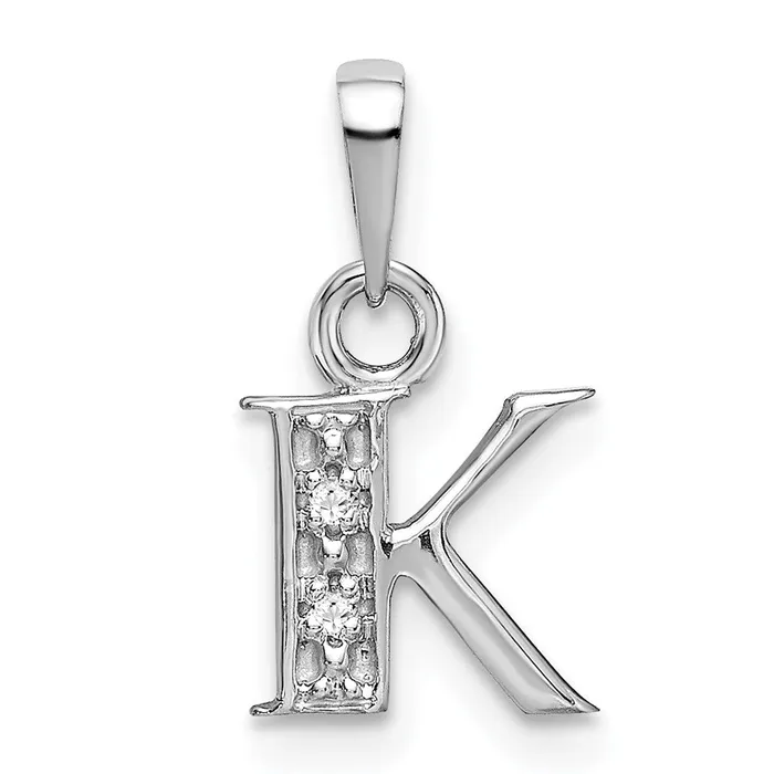 TreasureFineJewelers Charm Necklaces 10k White Gold Initial K Charm