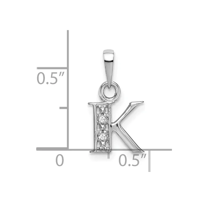 TreasureFineJewelers Charm Necklaces 10k White Gold Initial K Charm
