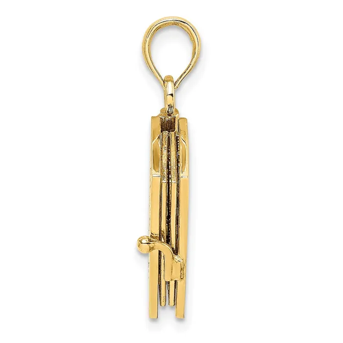 TreasureFineJewelers Charm Necklaces 10k Yellow Gold 3D Moveable Pages Holy Bible w Lords Prayer Charm